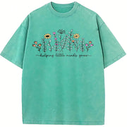 Teacher Helping Little Minds Grow Cute for Teachers vintage washed oversized T-shirt in Blue