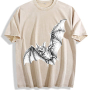 Bat 90s Retro ® Bats Gothic Y2k Vintage Washed T-Shirt in Beige