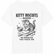 Youth Cat Sourdough Cat Meme Kitty Biscuits Kitten Cat Cotton T-Shirt in White