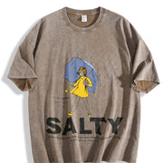 Sality Girl Trendy in Black Breathable for Daily Wear vintage washed oversized T-shirt in Brown