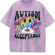 Autism Acceptance Mom Autism Vintage Washed T-Shirt in Purple