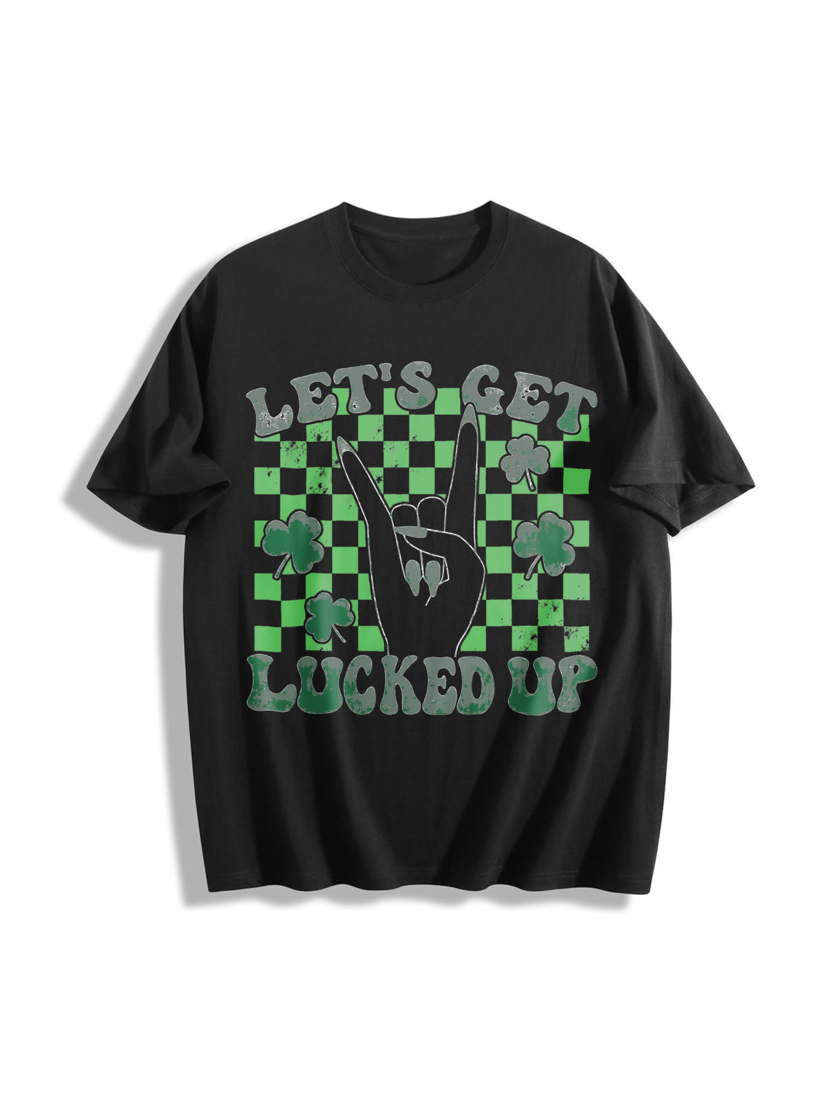 Let's Get Lucked Up Cotton T-Shirt in Black