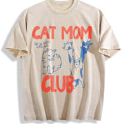 Cat Mom Cat Mama For Cat Mom vintage washed oversized T-shirt in Beige