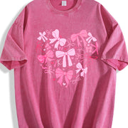 Coquette Valentine Heart Vintage Washed T-Shirt in Red