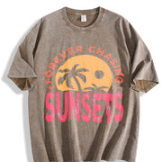Forever Chasing Sunsets vintage washed oversized T-shirt in Brown