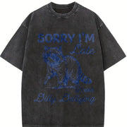 Sorry I'm Late Dilly Dallying Feral Raccoon Lover vintage washed oversized T-shirt in Black