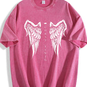 Christ Is King Angel Wings vintage washed oversized T-shirt in Red