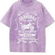 Some Grandpas Play Bingo Real Grandpas Ride Motorcycles Vintage Washed T-Shirt in Purple