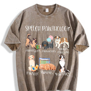 Speech Pathology Dogs Vintage Washed T-Shirt in Brown