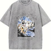 Sled Dog Racing Running Vintage Washed T-Shirt in Gray