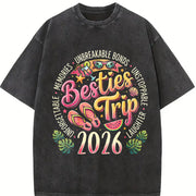Besties Trip 2026 Vintage Washed T-Shirt in Black