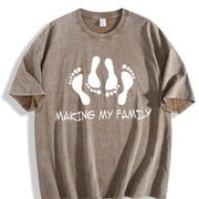 Making My Family Horseshoes Vintage Washed T-Shirt in Brown