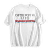 America 1776 4th of July Cotton T-Shirt in White