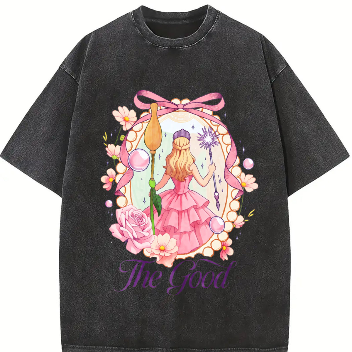 Wicked Change For Good Coquette Wicked Friendship vintage washed oversized T-shirt in Black