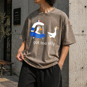 Got Too Silly Goose Cute for Ducks Car Vintage Washed T-Shirt in Brown