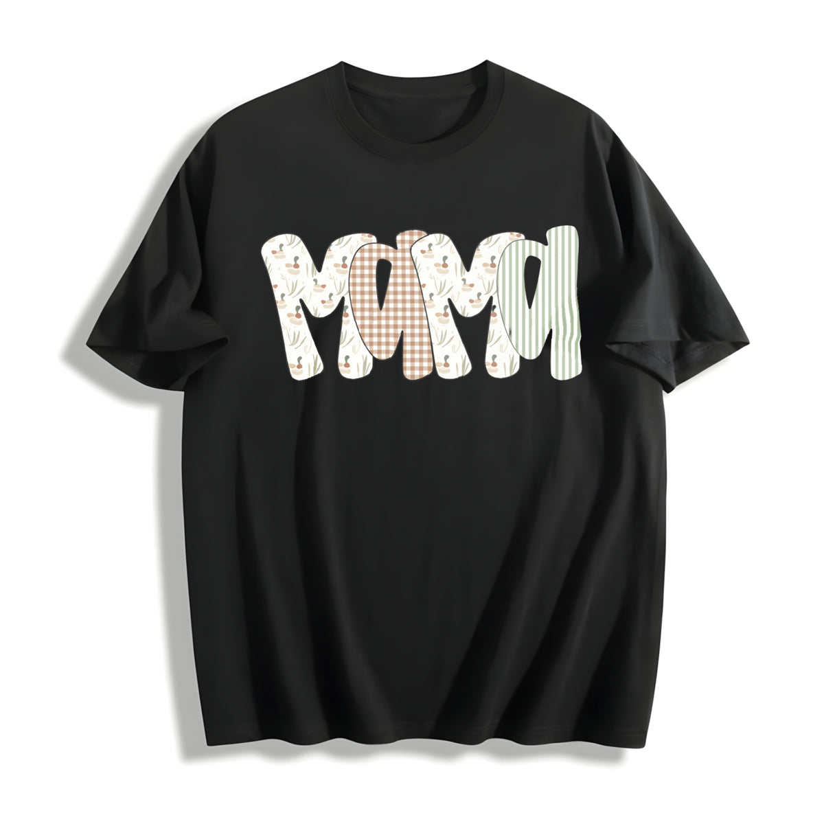 Camo Malard Duck Mama Cotton T-Shirt in Black