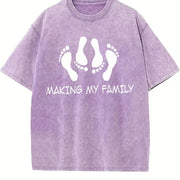 Making My Family Horseshoes Vintage Washed T-Shirt in Purple