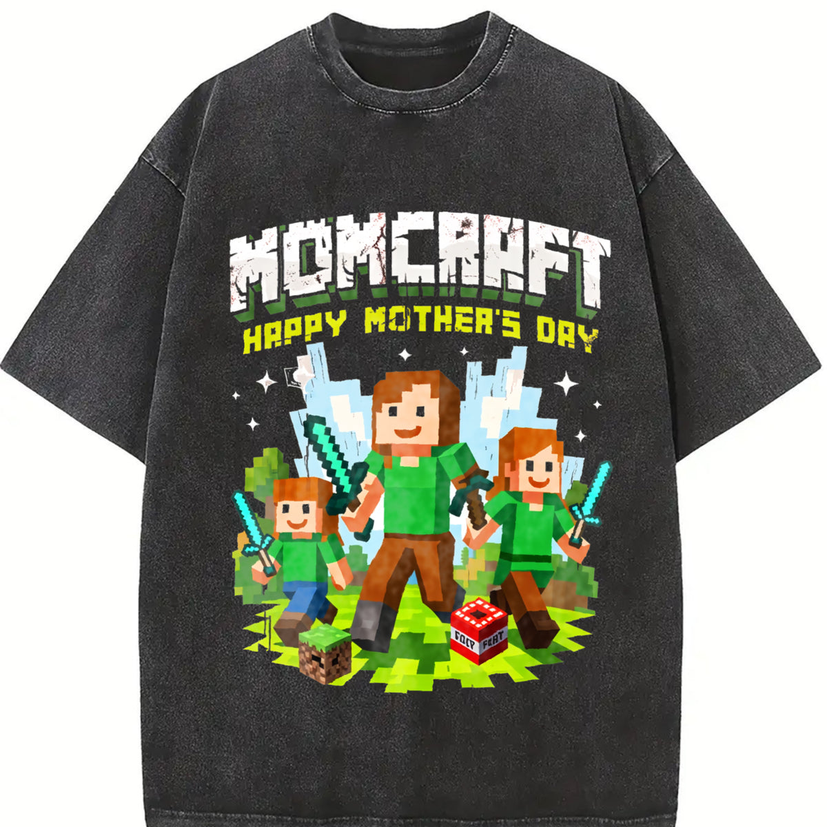 ✊🏾Momcraft Vintage Washed T-Shirt in Black