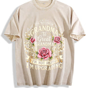 Grandma to Great Grandma I'm Not Aging Vintage Washed T-Shirt in Beige