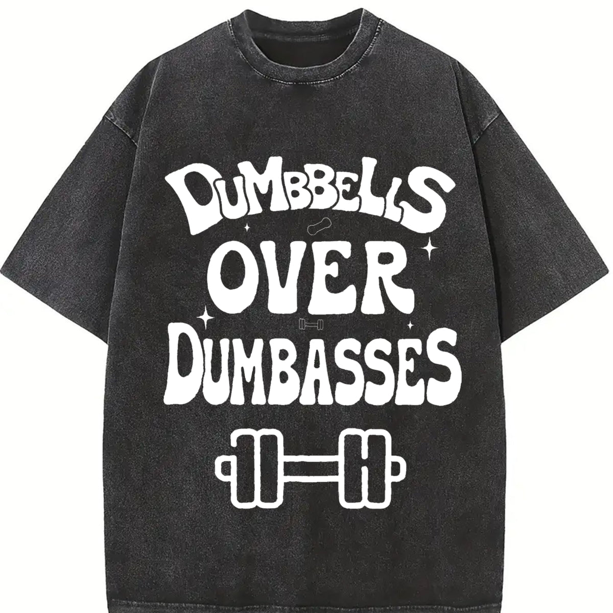 Dumbbells over dumbasses Muscle mommy Weight Lifting vintage washed oversized T-shirt in Black