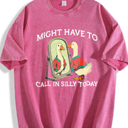 Premium Goose Might Have to Call in Silly Today Vintage Washed T-Shirt in Red