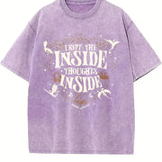 Ridoc Quest Squad I Kept The Inside Thoughts Inside vintage washed oversized T-shirt in Purple
