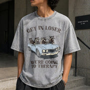We're Going to Therapy Vintage Washed T-Shirt in Gray