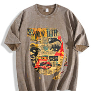 Made from and Skin-friendly Vintage Washed T-Shirt in Brown