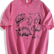 Opossum 90s Tattoo Vintage Washed T-Shirt in Red