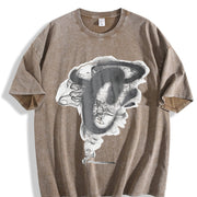 Abstract Pure Vintage Washed T-Shirt in Brown