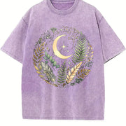 Short-sleeve Stretch Vintage Washed T-Shirt in Purple
