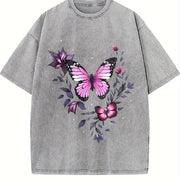 Retro Urban Ideal for Spring Vintage Washed T-Shirt in Gray