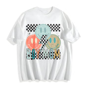 Boy Mom Matching Set Cotton T-Shirt in White