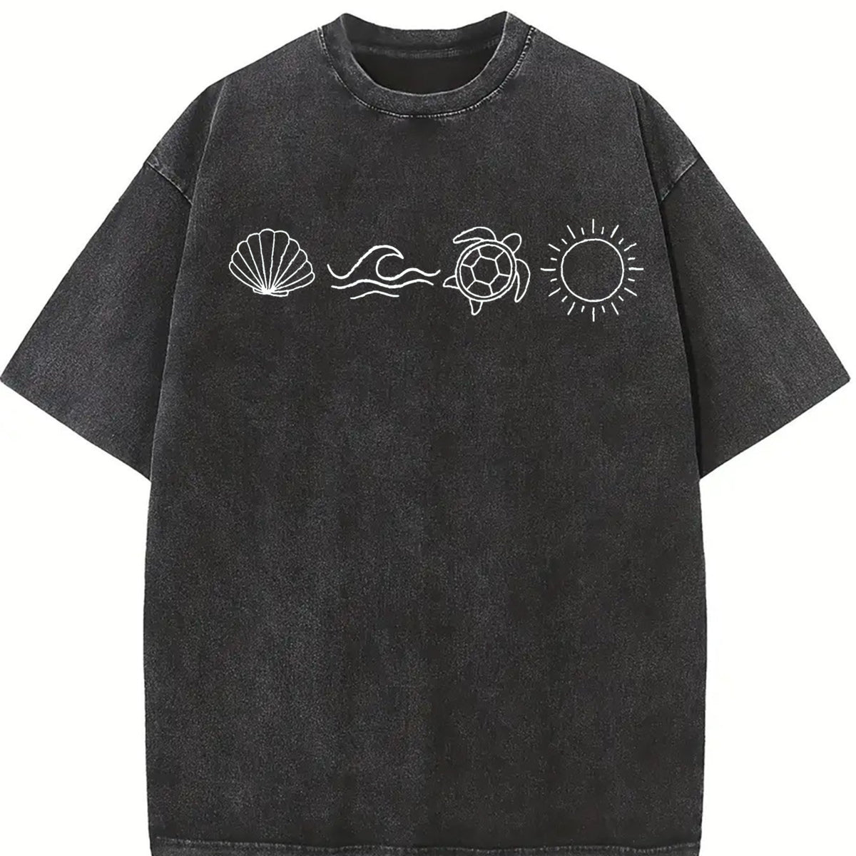 Beach Bum Vacation Cute vintage washed oversized T-shirt in Black