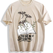 YOU HAD ME AT Dragons Vintage Washed T-Shirt in Beige