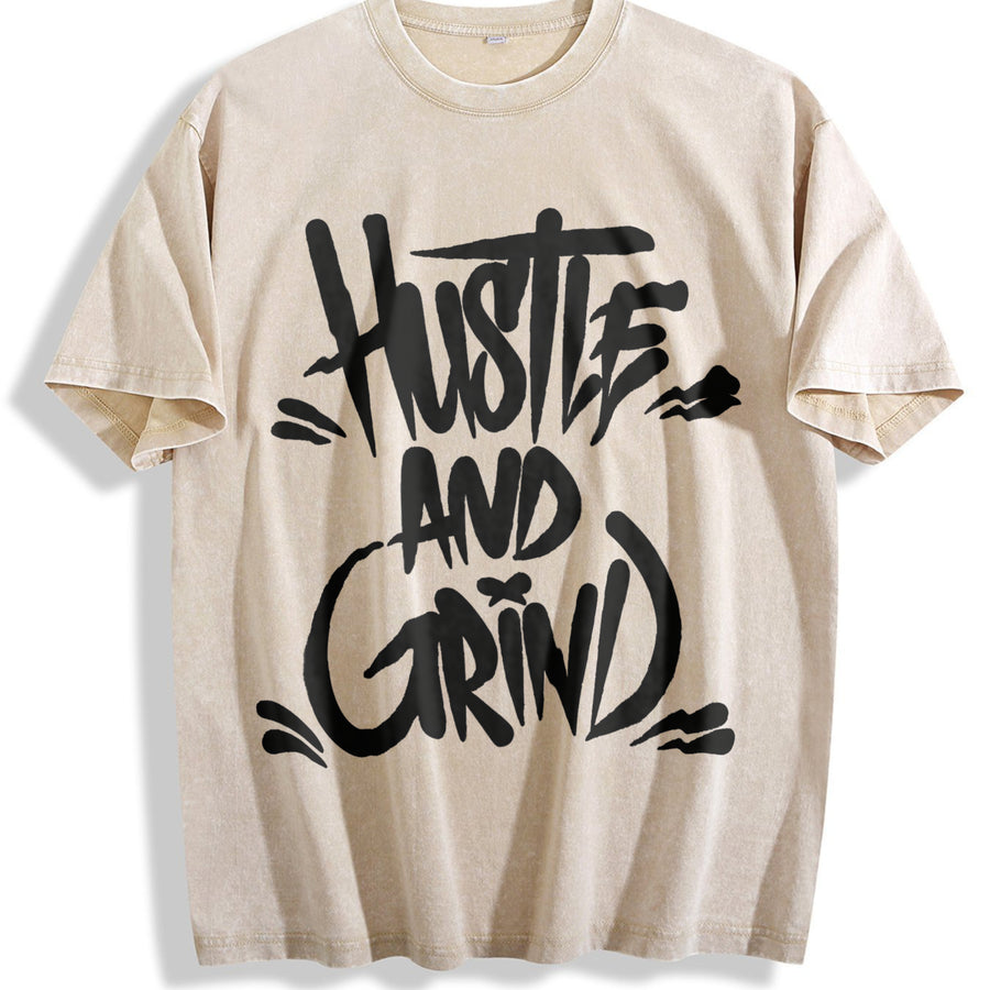 1 Pcs Heavy Adorable Vintage Washed T-Shirt in Beige
