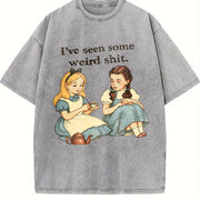 I've Seen Some Weird Stuff Tea Party Vintage Washed T-Shirt in Gray