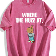 Chill Guy Where the Huzz At Vintage Washed T-Shirt in Red