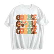 Directional 2024 Thanksgiving European and American Cotton T-Shirt in White