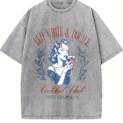Red White & Boujee Cocktail Club vintage washed oversized T-shirt in Gray