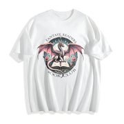 Fantasy Readers Book Club Dragon Cotton T-Shirt in White