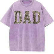 Custom Moss Dad Camo Hunting Dad Vintage Washed T-Shirt in Purple