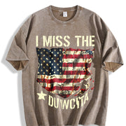 I Miss the American Flag Vintage Washed T-Shirt in Brown