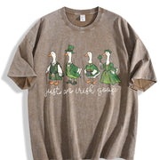 St. Patrick's Day Irish Goose vintage washed oversized T-shirt in Brown