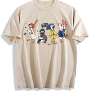 Hit the Dang Ball Goose Baseball Vintage Washed T-Shirt in Beige