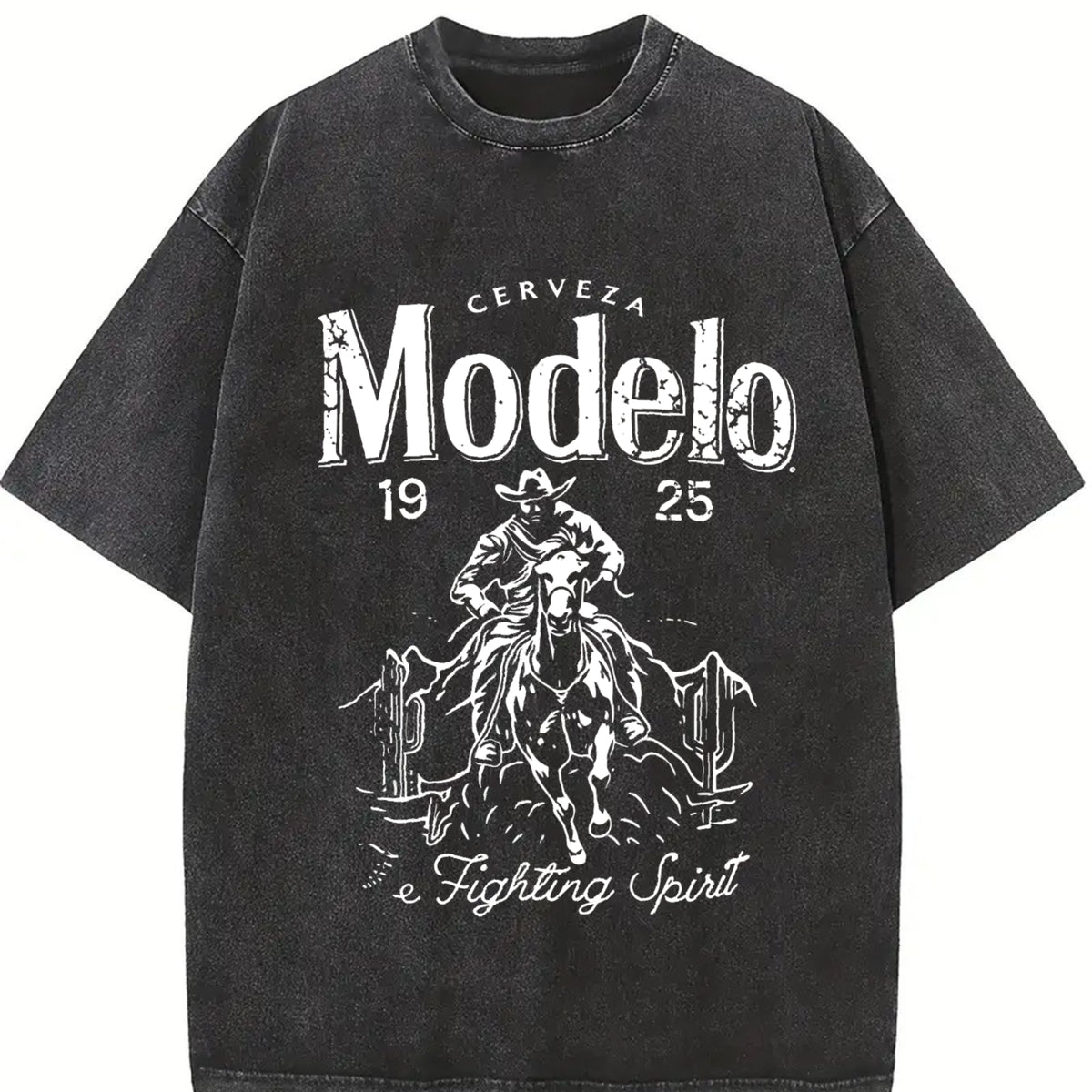 Modelo Fishing Spirit Vintage Washed T-Shirt in Black