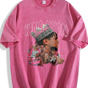 King Ryan Mexican Boxer World Champion Custom vintage washed oversized T-shirt in Red