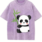 Panda Bear Panda Lover Vintage Washed T-Shirt in Purple
