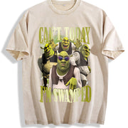 Shrek Carton Characters Vintage Washed T-Shirt in Beige
