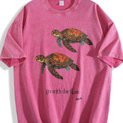 Sea Turtles Go with the Flow Vintage Washed T-Shirt in Red